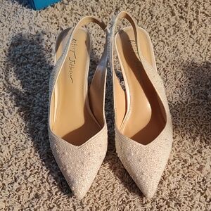 Betsey Johnson Textured Cream Slingback Heels